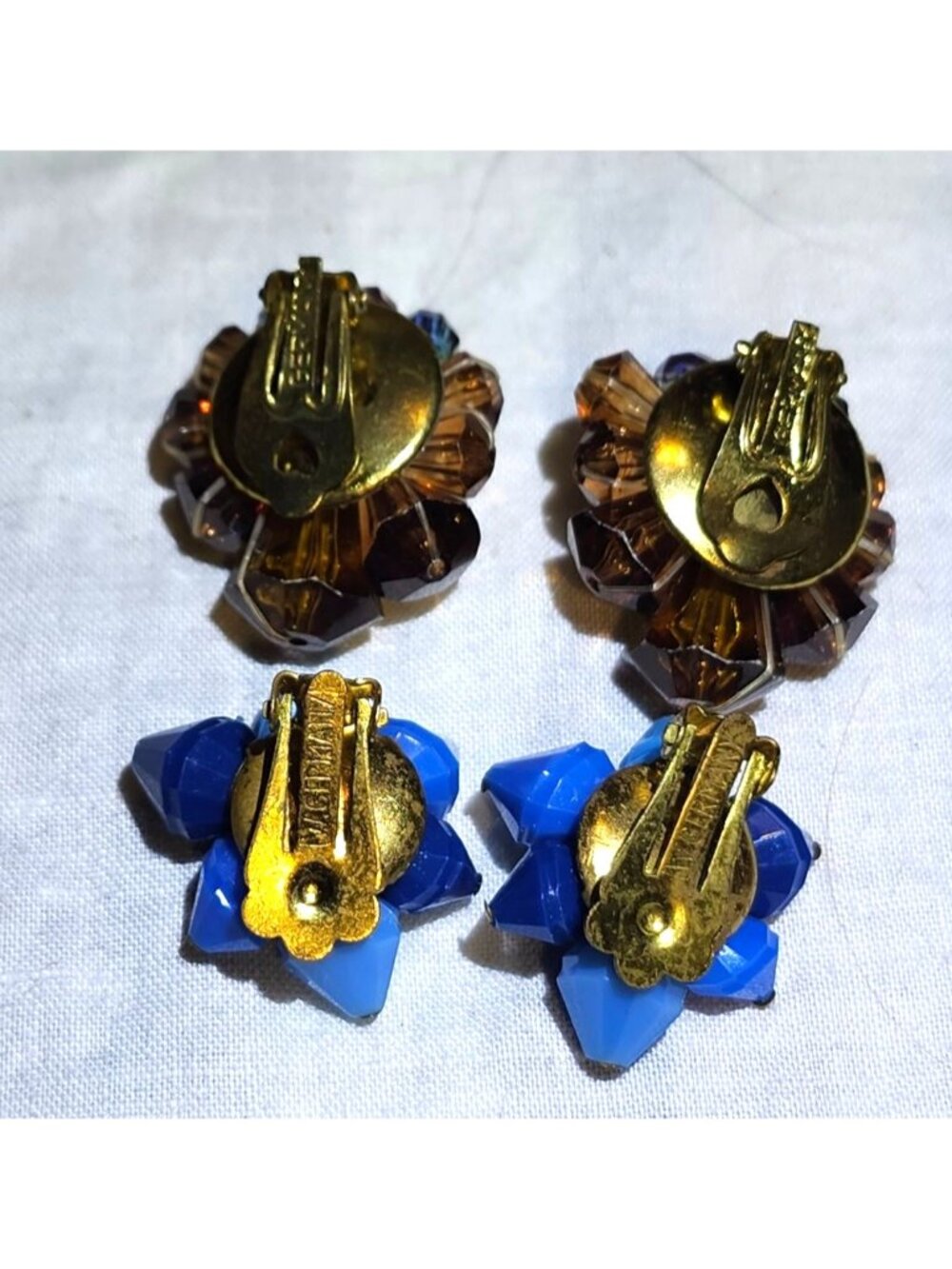 Vintage MCM Clip-On Earrings Lot - 8  Lucite Glass Acrylic Beads Assorted Colors - Picture 9 of 11